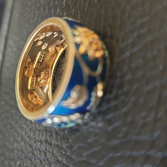 Jeweled Sunflower Black Diamond Made With Yellow Swarovski Crystals Ring Size 10 - Picture 3 of 4